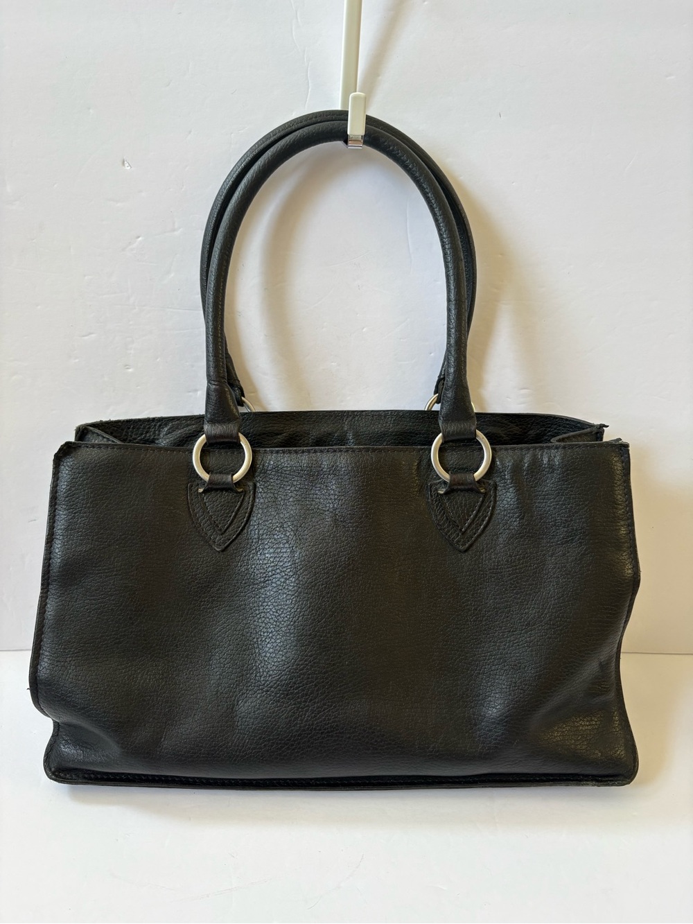 Valentina Pebble Leather‎ Black Purse HandBag Satchel Career Academia Preppy